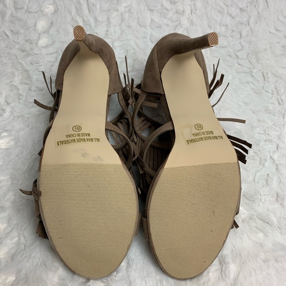 Taupe Fringe Sandal - Picture 8 of 8